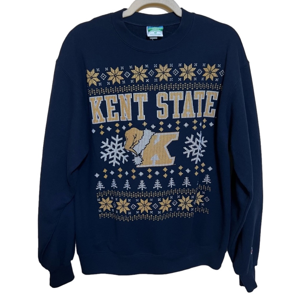 Kent State University Mens Champion Eco Fleece Christmas Sweater Size M